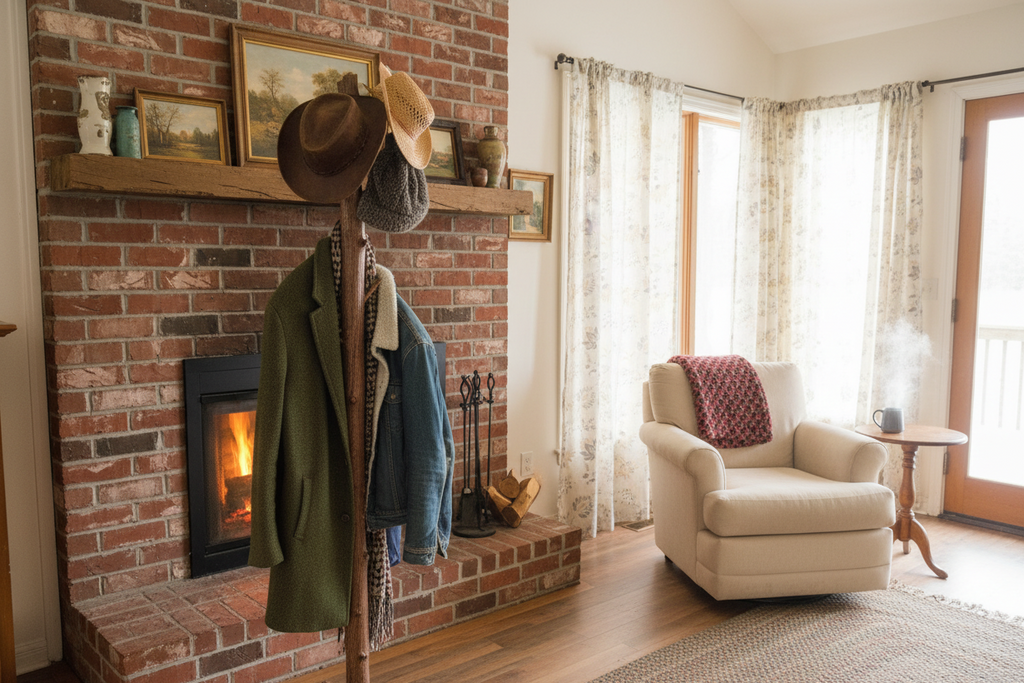 Handmade Standing Log Coat/Hat Rack