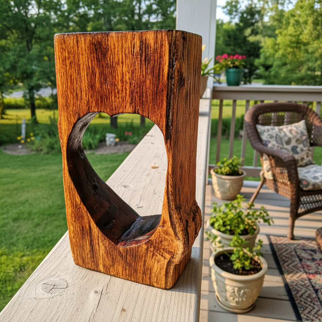 Hand Carved Poplar Heart Sculpture