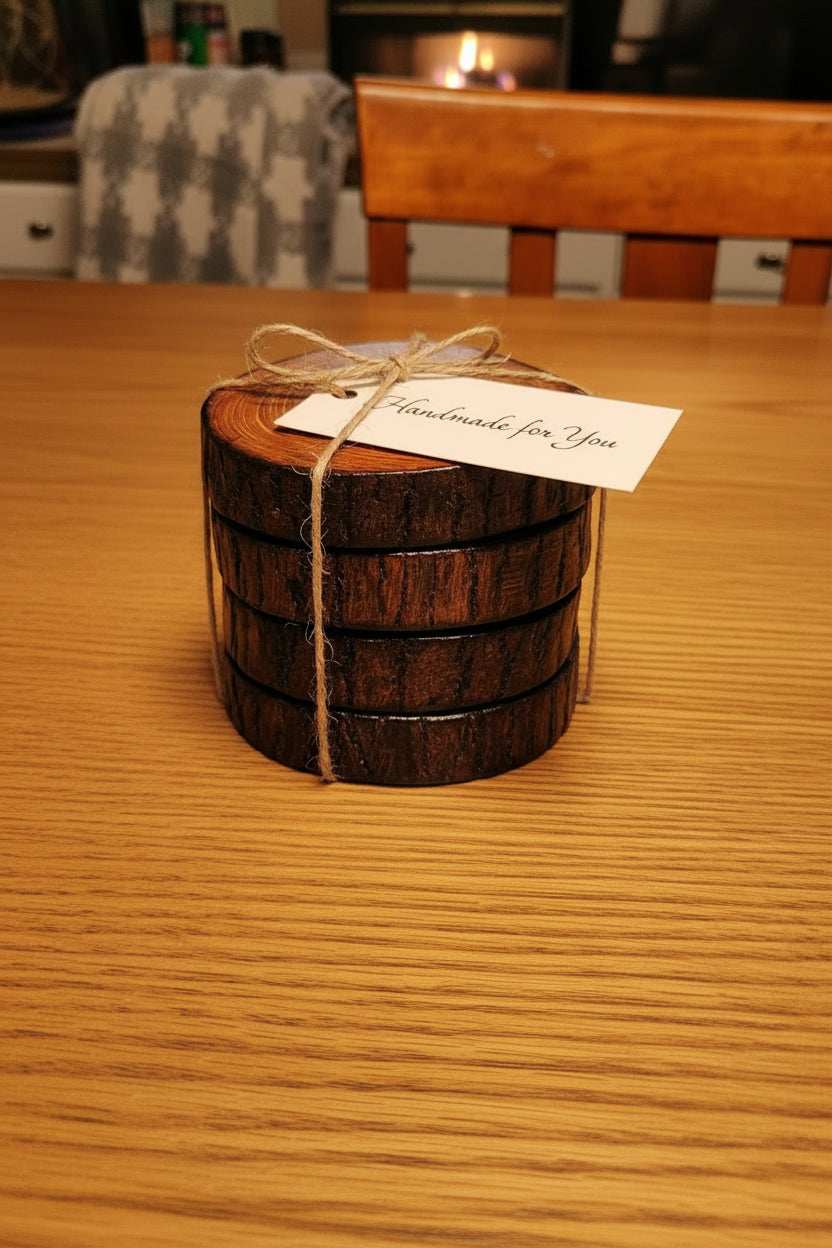 Rustic "Sip & Swirl" Coaster Set
